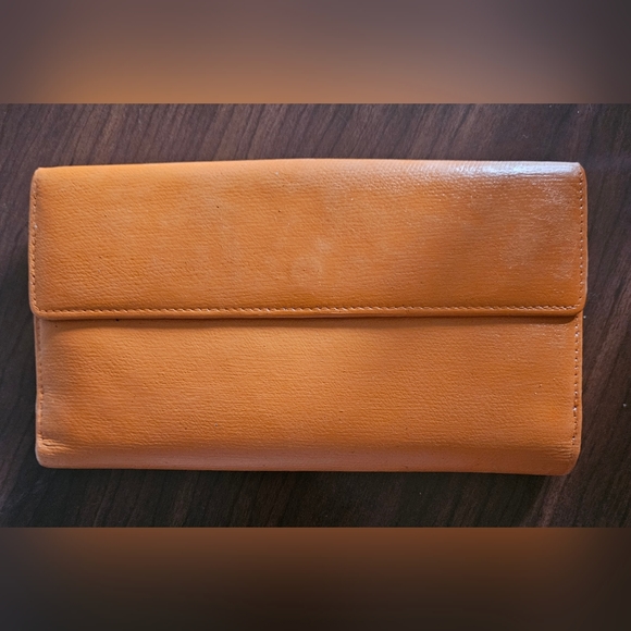 CHANEL COCO Mark Orange Leather Bifold Long Wallet with the STICKER and box - Picture 2 of 16